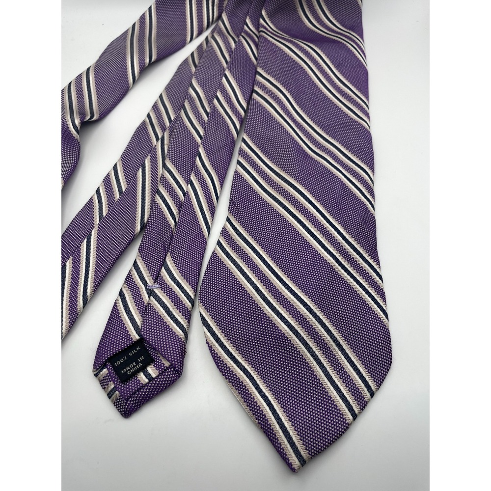 Jos A Bank Signature Collection Purple Striped Silk Necktie Mens Classic Tie